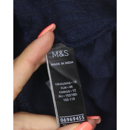 Marks and Spencer Women Blue UK 16 Harem Wide Leg Drawstring Trousers