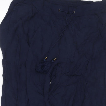 Marks and Spencer Women Blue UK 16 Harem Wide Leg Drawstring Trousers