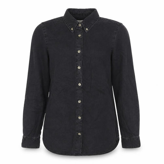 ASOS Women Black Denim Button-Up Shirt UK 8 Long Sleeve Collared