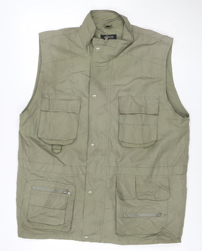 Kingston Menswear Men’s Green L Military Utility Waistcoat Pockets