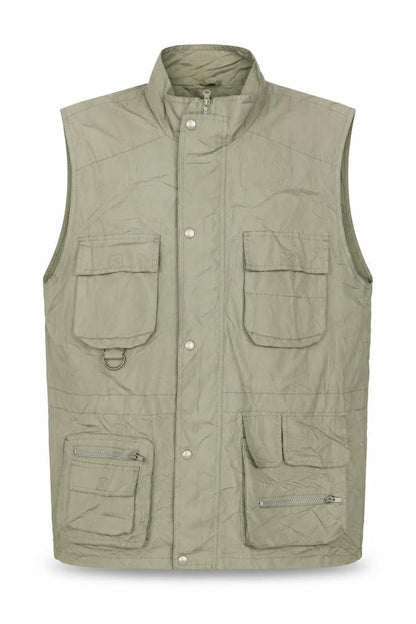 Kingston Menswear Men’s Green L Military Utility Waistcoat Pockets