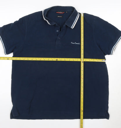 Pierre Cardin Men’s Blue 2XL Regular Fit Logo Polo Shirt
