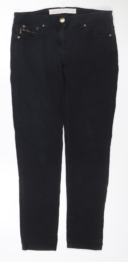 Next Women’s Black Skinny Jeans UK 10 Regular Zip Detail