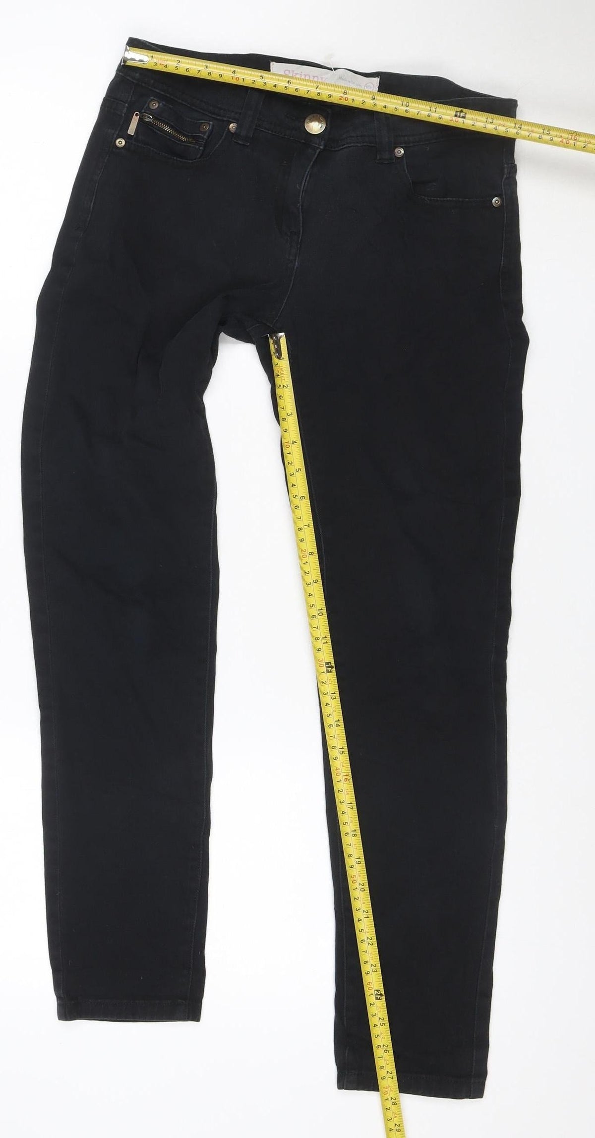 Next Women’s Black Skinny Jeans UK 10 Regular Zip Detail