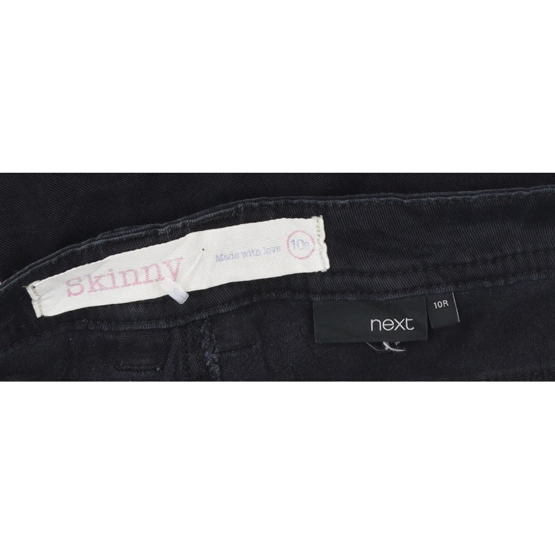 Next Women’s Black Skinny Jeans UK 10 Regular Zip Detail
