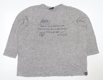 Harry Potter Women’s Grey Size 20 Hogwarts Quote 3/4 Sleeve Knit Top