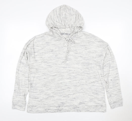BODY Women Grey Size 14 Marl Hoodie Drawstring Pockets