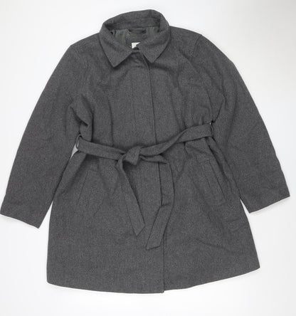Gap Women’s Grey Wool Blend Belted Overcoat XL Lined