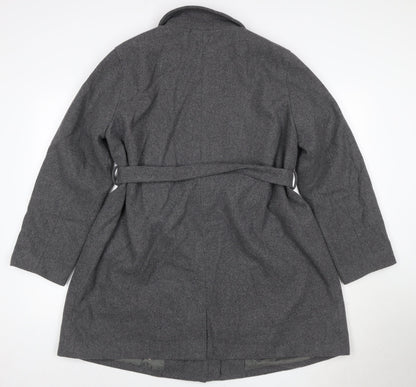 Gap Women’s Grey Wool Blend Belted Overcoat XL Lined