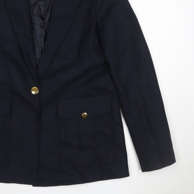 ME+EM Women’s Navy Size 10 Tailored Single-Breasted Blazer Gold Buttons