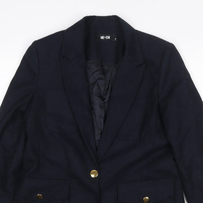 ME+EM Women’s Navy Size 10 Tailored Single-Breasted Blazer Gold Buttons