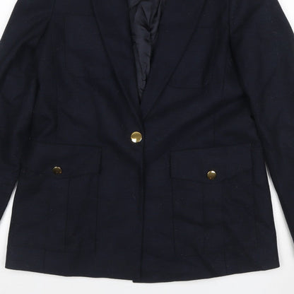 ME+EM Women’s Navy Size 10 Tailored Single-Breasted Blazer Gold Buttons
