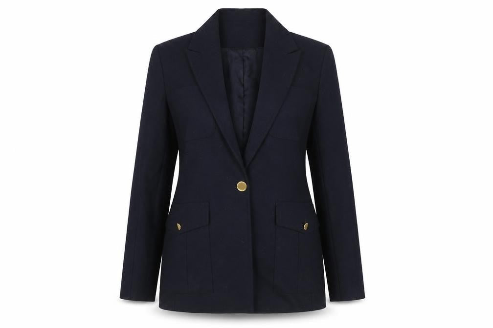 ME+EM Women’s Navy Size 10 Tailored Single-Breasted Blazer Gold Buttons