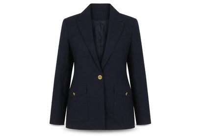 ME+EM Women’s Navy Size 10 Tailored Single-Breasted Blazer Gold Buttons