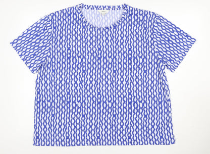 Marks and Spencer Women Blue Geometric Relaxed Jersey T-Shirt UK 18