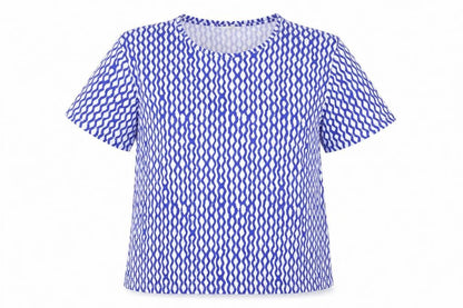 Marks & Spencer Women Blue Geometric Relaxed Jersey T-Shirt UK 18