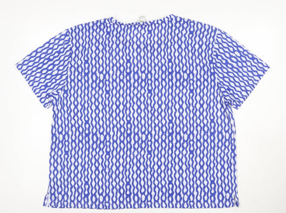 Marks and Spencer Women Blue Geometric Relaxed Jersey T-Shirt UK 18