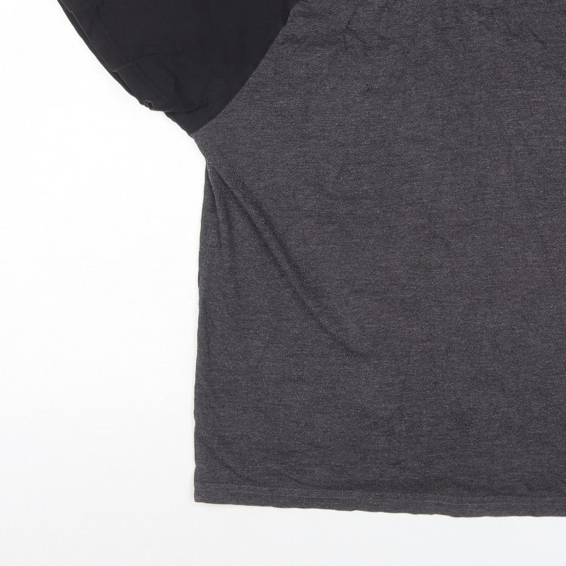 Cedherring Men's Grey Black Large Slim Fit Raglan Crew Neck T-Shirt