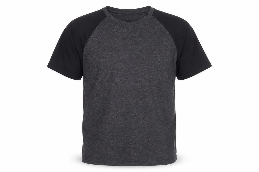 Cedherring Men's Grey Black Large Slim Fit Raglan Crew Neck T-Shirt