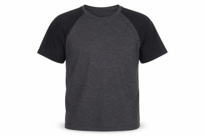 Cedherring Men's Grey Black Large Slim Fit Raglan Crew Neck T-Shirt