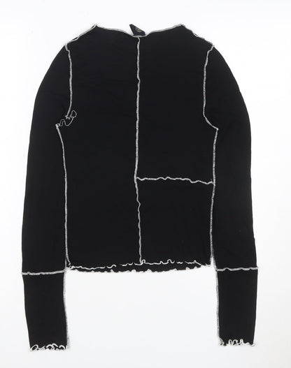 Urban Outfitters Women Black M Cropped Contrast Seam Long Sleeve T-Shirt