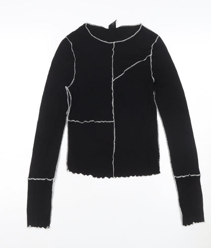Urban Outfitters Women Black M Cropped Contrast Seam Long Sleeve T-Shirt