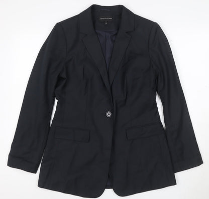 Marks & Spencer Women Black Size 12 Tailored Single-Breasted Blazer