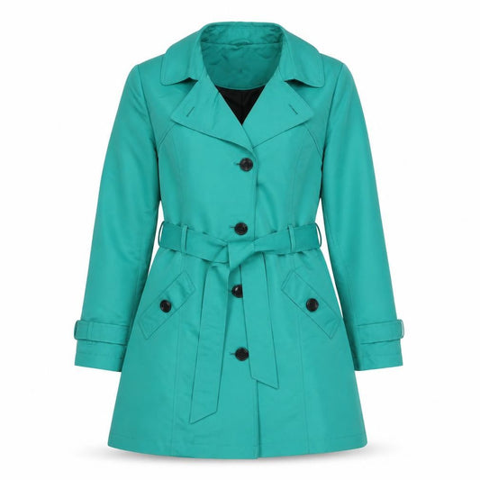 M&S Women’s Green UK 14 Long Belted Trench Coat
