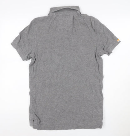 Superdry Men’s Grey Logo Embroidered Short Sleeve Polo Shirt Size L