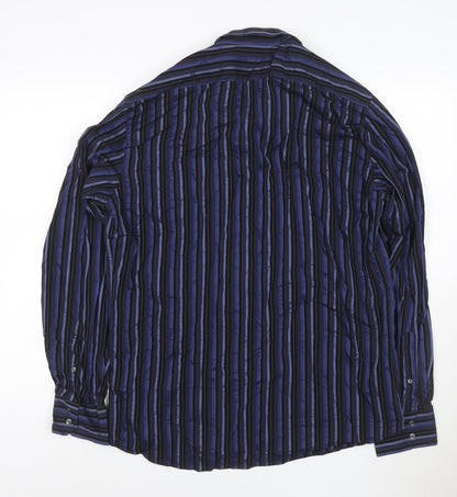 Autograph Men’s Blue Striped Pure Cotton 16.5in 42in Long Sleeve Shirt