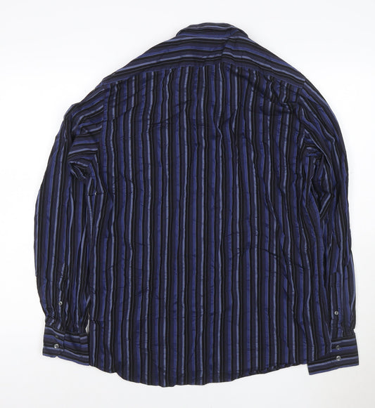 Autograph Men’s Blue Striped Pure Cotton 16.5in 42in Long Sleeve Shirt