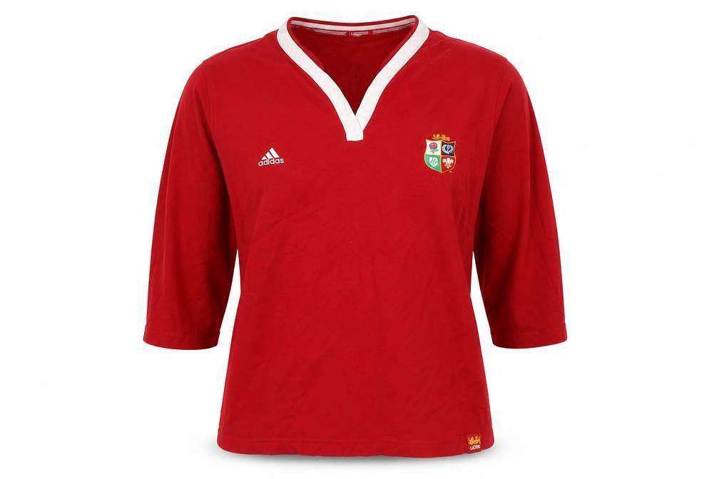 Front view of adidas Women Red UK 14 Lions Long Sleeve V-Neck Rugby Jersey Top