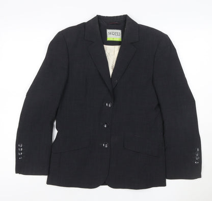 Skopes Women Black Size 8 Tailored Wool Blend 3 Button Blazer