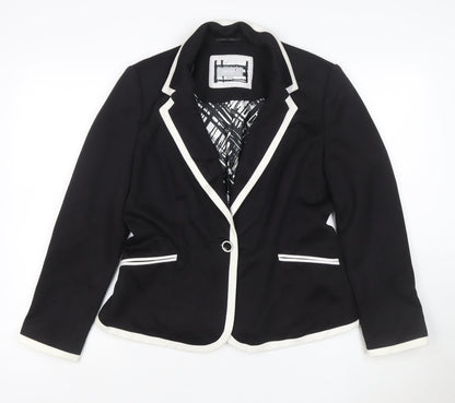 Per Una Women’s Black White Trim Blazer Jacket UK 14 Tailored