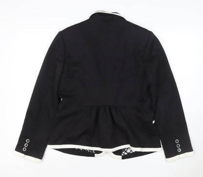 Per Una Women’s Black White Trim Blazer Jacket UK 14 Tailored
