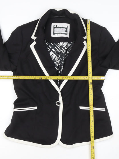 Per Una Women’s Black White Trim Blazer Jacket UK 14 Tailored