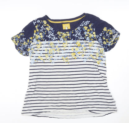 Joules Women’s Multicoloured UK 16 Floral Stripe Cotton Jersey T-Shirt