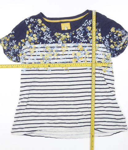 Joules Women’s Multicoloured UK 16 Floral Stripe Cotton Jersey T-Shirt