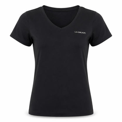 LA Gear Women Black UK 12 Athletic V-Neck Short Sleeve T-Shirt