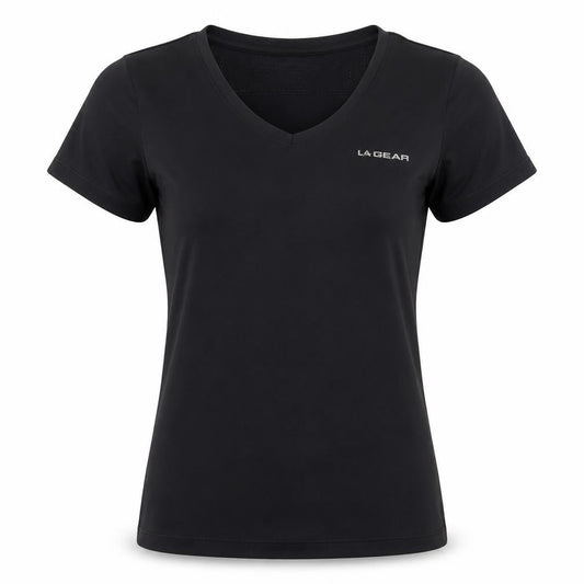 LA Gear Women Black UK 12 Athletic V-Neck Short Sleeve T-Shirt