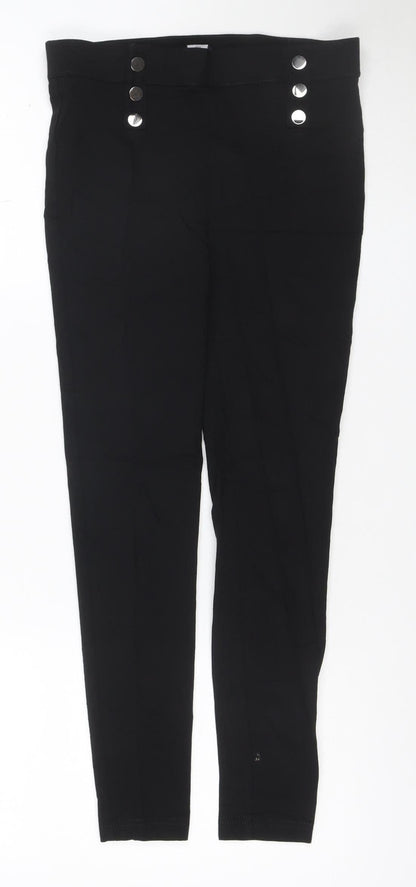 M&Co Women Black Size 8 Cropped Straight Stretch Trousers