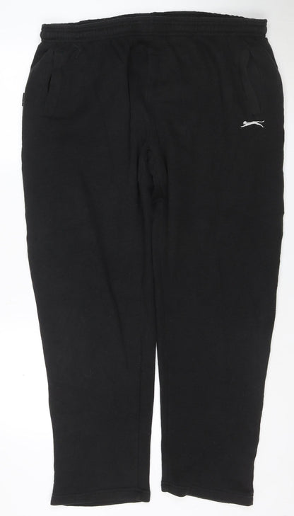 Slazenger Men’s Black 2XL Fleece Sweatpants Elastic Waist Zip Pockets