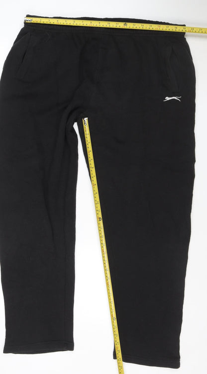 Slazenger Men’s Black 2XL Fleece Sweatpants Elastic Waist Zip Pockets