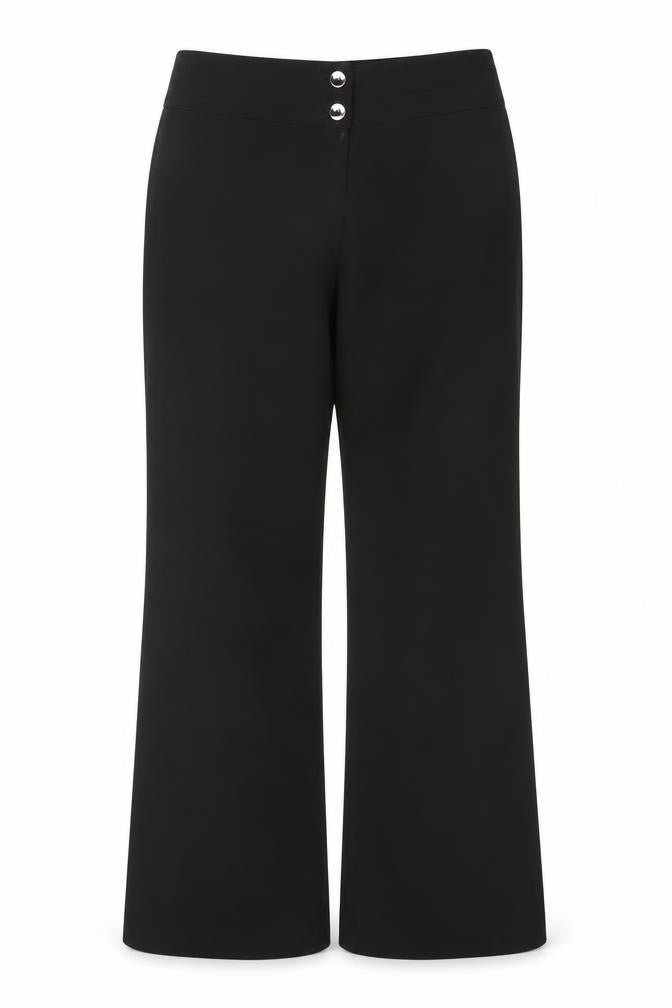 Front view of Collection Debenhams Women’s Black, size UK 10, Wide Leg Dress Trousers
