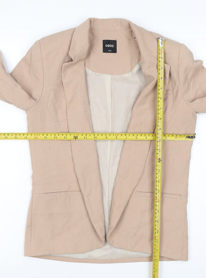 Oasis Women Beige UK 8 Tailored Lined Notch Lapel Blazer Jacket