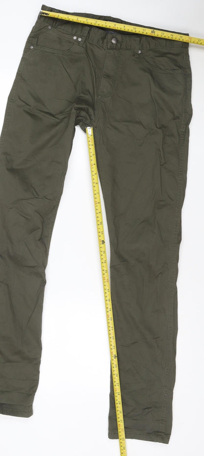 Mango Man Green 32in Regular Straight Stretch Cotton Trousers