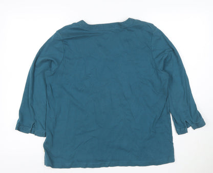 Maine New England Women's Blue Size 20 V-Neck 3/4 Sleeve Jersey Top