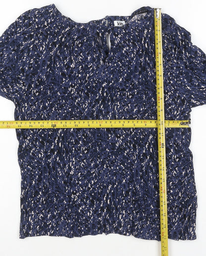 Kin by John Lewis Women’s Blue Animal Print Bell Sleeve Blouse Size 12
