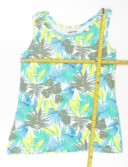 Lands' End Women Multicoloured S One Shoulder Tropical Cotton T-Shirt