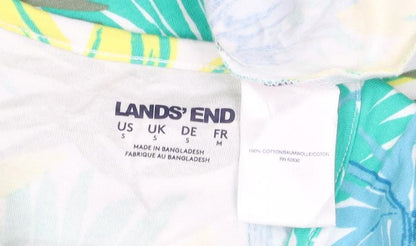 Lands' End Women Multicoloured S One Shoulder Tropical Cotton T-Shirt